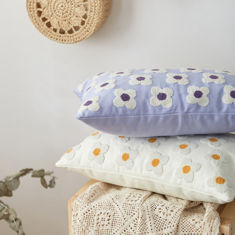 Flower Simple Nordic Cotton Embroidered Pillow