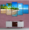 Art Wall Decor Living Room Sea Water Palm Tree Sun Sea View Modular Painting Canvas