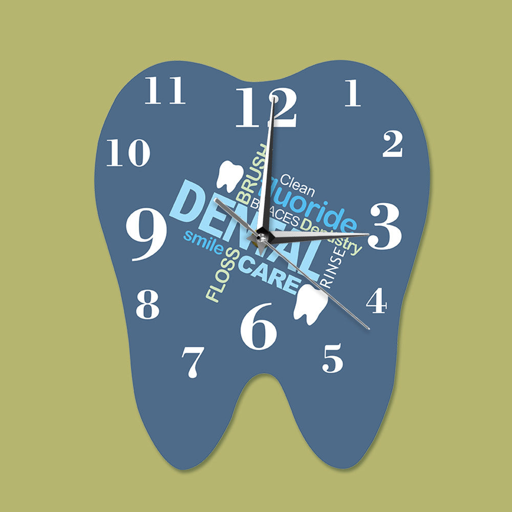 Tooth Shaped Dentist Word Art Wall Clock