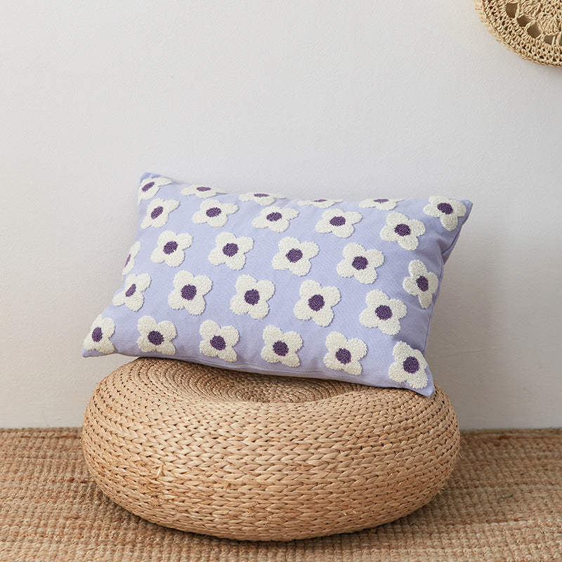 Flower Simple Nordic Cotton Embroidered Pillow